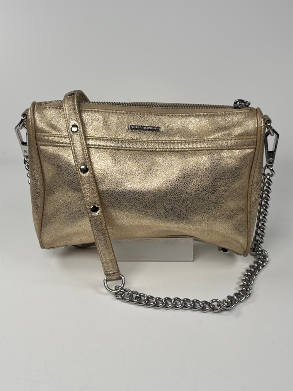 Rebecca Minkoff Metallic Gold Leather Crossbody with Chain Strap